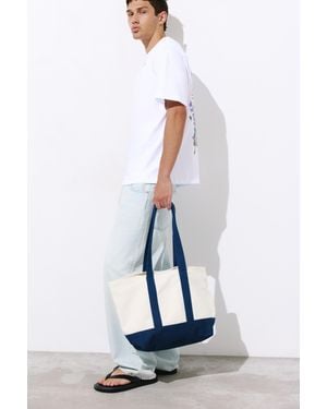Pull&Bear Borsa Shopper Canvas - Blu