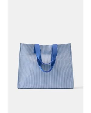 Pull&Bear Borsa Shopper A Righe - Blu