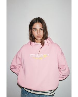 Pull&Bear Sweater Met Capuchon En Grafische Sterrenprint - Roze