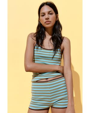 Pull&Bear Rib Short Met Strepen - Blauw