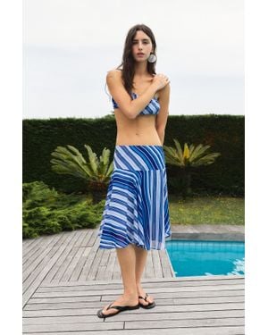Pull&Bear Jupe Midi Asymétrique Rayée - Multicolore