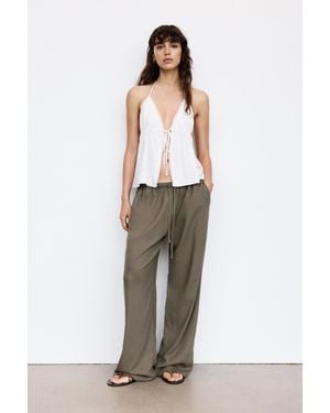Pull&Bear Pantaloni Fluidi Con Lino - Multicolore