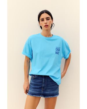 Pull&Bear T-Shirt Met Taco-Print - Blauw