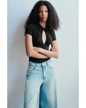Pull&Bear Top Maniche Corte Con Cut Out - Blu