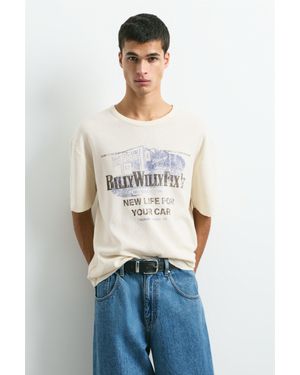 Pull&Bear T-Shirt Boxy Con Grafica - Bianco