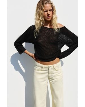 Pull&Bear Fijngebreide Asymmetrische Trui - Zwart