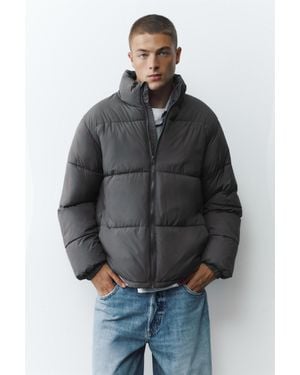 Pull&Bear Veste Matelassée Col Montant - Gris