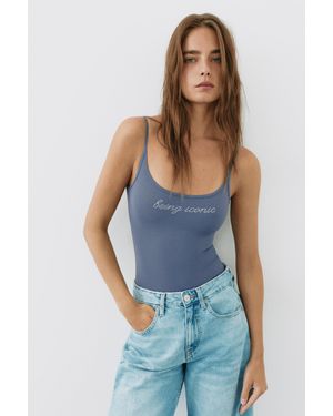 Pull&Bear Body À Strass Graphique - Bleu