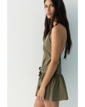 Pull&Bear Robe Courte Encolure Américaine Zippée - Vert