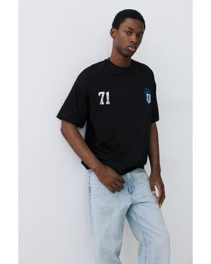 Pull&Bear T-Shirt Stwd Boxy Grafica Leone - Nero