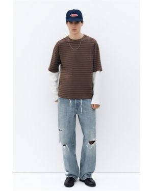 Pull&Bear Jean Straight Déchiré - Bleu
