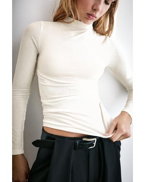 Pull&Bear Maglietta Basic Con Collo Alto - Bianco