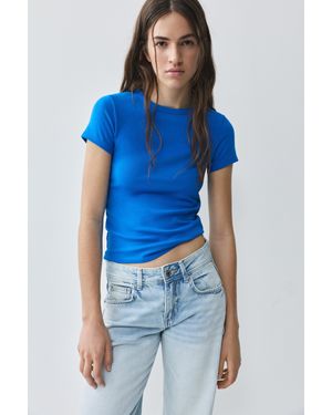 Pull&Bear Maglietta Aderente A Maniche Corte - Blu