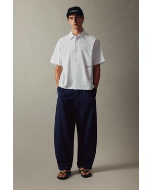 Pull&Bear Camicia A Righe Maniche Corte - Blu
