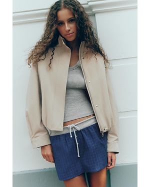 Pull&Bear Oversized Jack Met Opstaande Kraag - Blauw