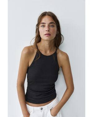 Pull&Bear Top Encolure Américaine À Brides Dos - Noir