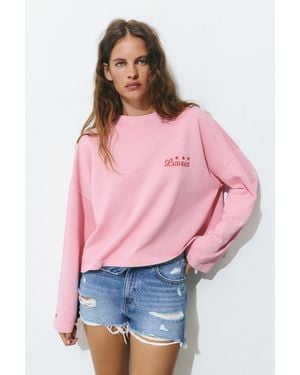 Pull&Bear Felpa Girocollo Stelle - Marrone