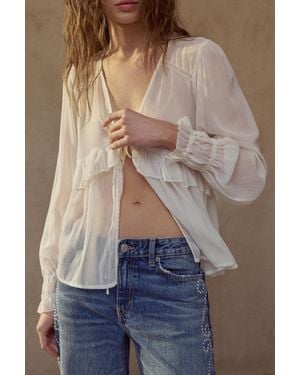 Pull&Bear Transparante Blouse Met Volant - Zwart