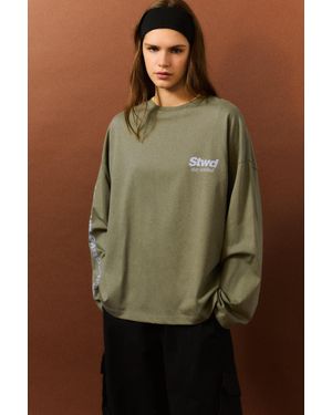 Pull&Bear Maglietta Stwd Grafica Foil - Verde