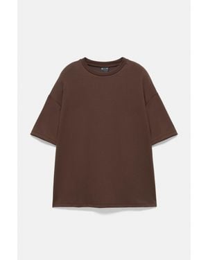 Pull&Bear T-Shirt Boxy Maniche Corte - Marrone