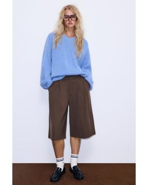 Pull&Bear Pantaloncini Eleganti Tailored Fit Con Pieghe - Bianco