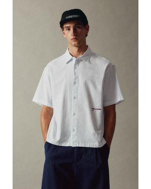 Pull&Bear Gestreept Overhemd Met Korte Mouw - Blauw