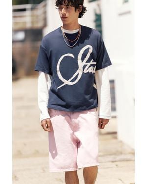 Pull&Bear T-Shirt Graffiti Stwd - Blu