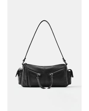 Pull&Bear Borsa A Spalla Multipocket Con Cerniere - Nero