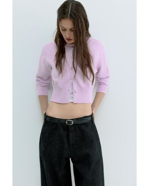 Pull&Bear Cardigan Court À Boutons - Violet