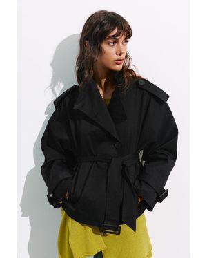 Pull&Bear Trench Court Avec Ceinture - Noir