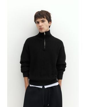 Pull&Bear Maglia Con Cerniera Al Collo - Nero