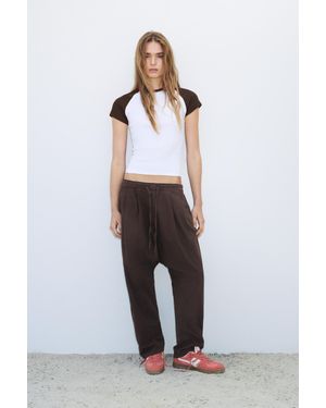 Pull&Bear Baggy Pofbroek Met Koord - Bruin