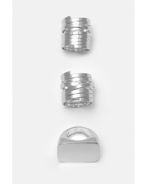 Pull&Bear 3-Pack Metallic Ringen - Wit