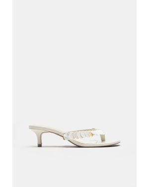Pull&Bear Sandalen Met Kralen Op Smalle Hak - Wit