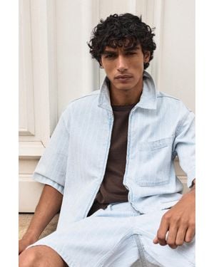 Pull&Bear Camicia Di Jeans Con Cerniera - Bianco