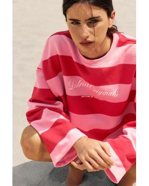 Pull&Bear Sweat Oversize Rayé - Rouge
