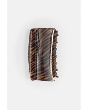 Pull&Bear Rechthoekige Haarclip Met Bont En Strepen - Wit
