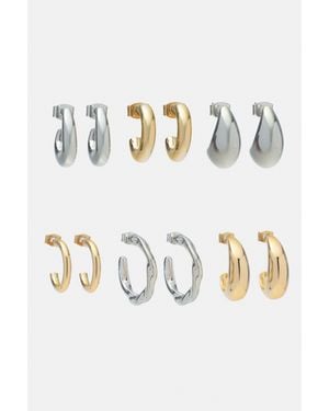 Pull&Bear Set Di 6 Paia Di Orecchini A Cerchio - Bianco