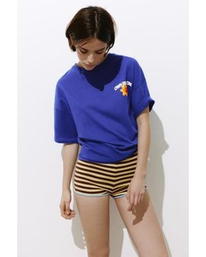 Pull&Bear T-Shirt Oversize À Imprimé Floral - Bleu
