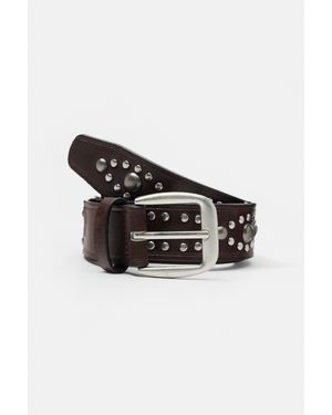 Pull&Bear Riem Met Leereffect En Studs - Zwart