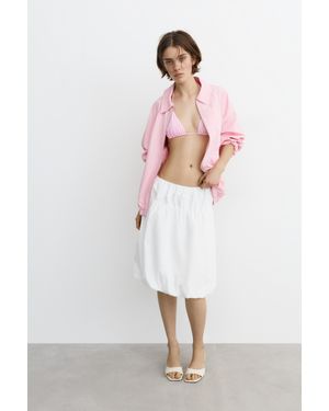 Pull&Bear Balloon Rok Van Popeline - Wit