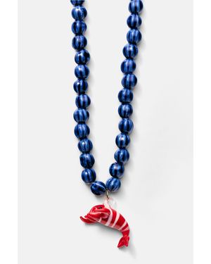 Pull&Bear Collana Perline Ciondolo Animale - Blu