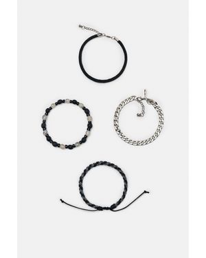 Pull&Bear Set 4 Bracciali Con Perline - Nero