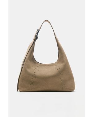 Pull&Bear Borsa Shopper Con Borchie - Neutro