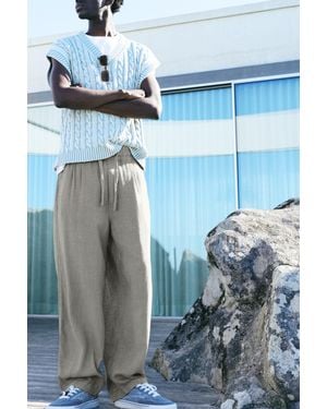 Pull&Bear Joggingbroek Van Linnenmix - Blauw