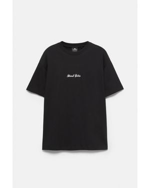 Pull&Bear Maglietta Grafica Island Rules - Nero