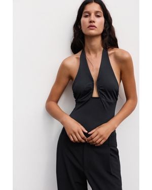 Pull&Bear Body Halter Con Arricciature - Grigio
