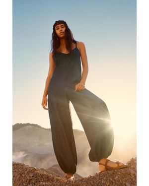 Pull&Bear Denim Jumpsuit Met Spaghettibandjes - Naturel