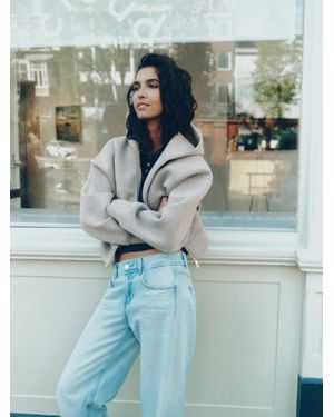 Pull&Bear Capuchonsweater Met Rits En Effect Van Synthetisch Rubber - Blauw