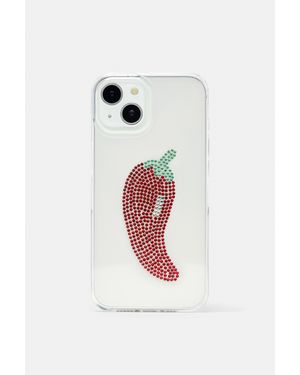 Pull&Bear Custodia Iphone Peperoncino Con Brillantini - Bianco